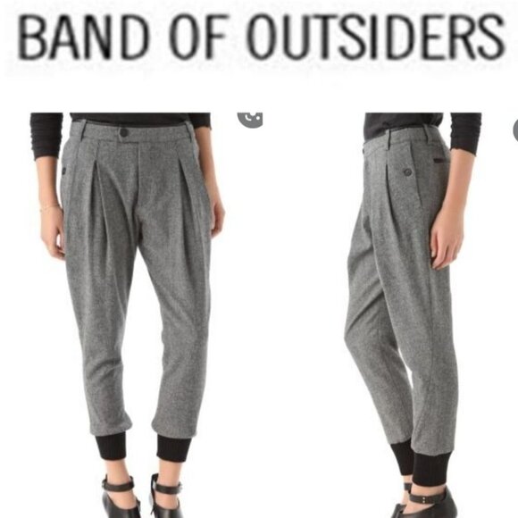❤️ 3 For $35 Boy by Band of Outsiders tweed leather trousers tapered pants 0 - Picture 1 of 10